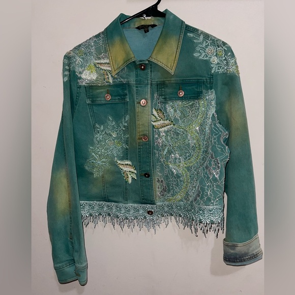 christine Phillips Jackets & Blazers - Rare Vintage beaded Denim Jacket
